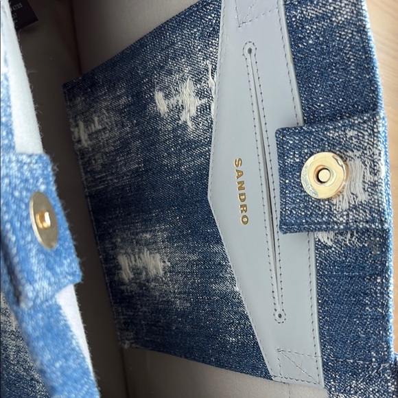 Sandro Denim Tote Bag with Gold Accents - Picture 6 of 6